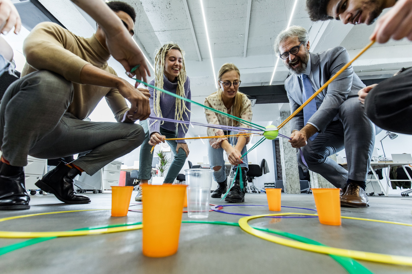 Team building game at casual office!