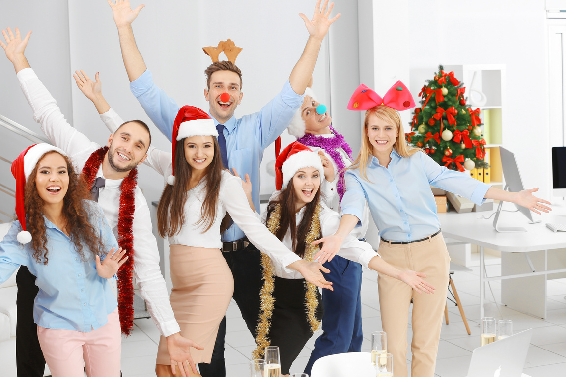 People Celebrating Christmas at Corporate Party